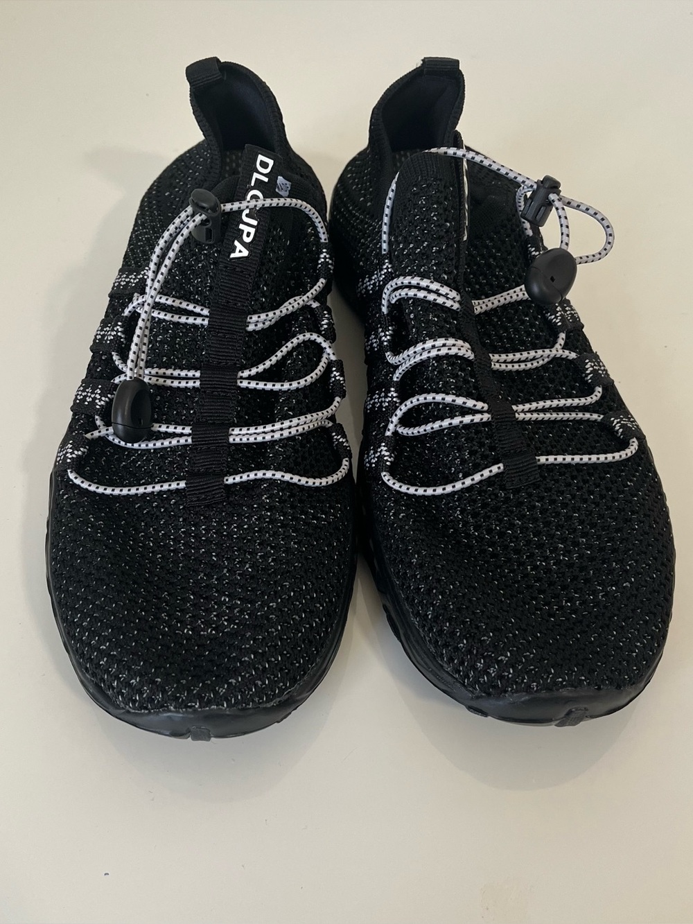 DL GUPA Women’s Black Water Shoes  with Reflective Bungee Laces Size 9